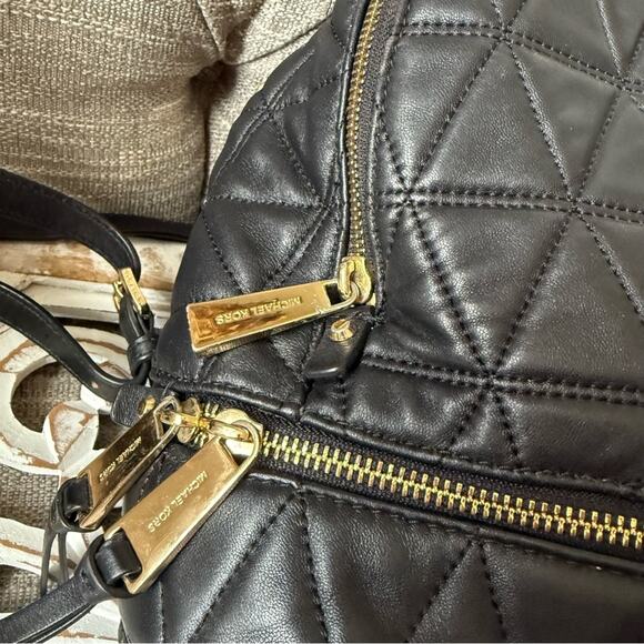 Michael Kors Black Quilted Backpack with Geometric Design - Picture 11 of 11
